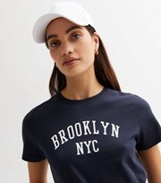 New Look Navy Brooklyn Long Logo T-Shirt